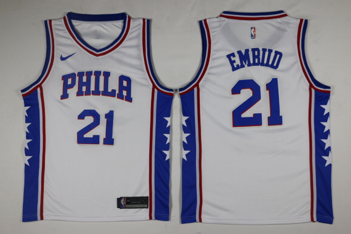 Mens Philadelphia 76ers #21 Joel Embiid Nike White NBA Association Edition Jersey