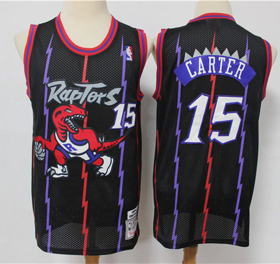 Men's Toronto Raptors #15 Vince Carter Mitchell & Ness Black Hardwood Classics Reload Jersey