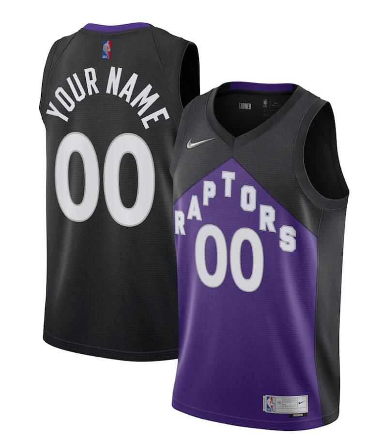 Mens Youth Toronto Raptors Custom Black Purple Nike 2021 Earned Edition Swingman Jersey 