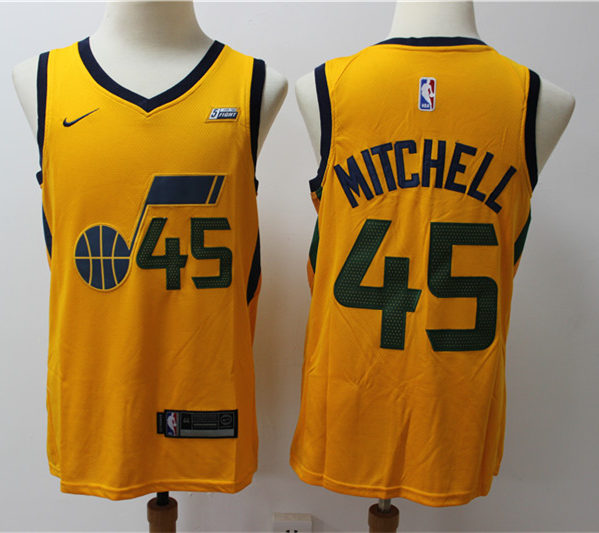 Mens Utah Jazz #45 Donovan Mitchell Nike Gold NBA Statement Edition Jersey