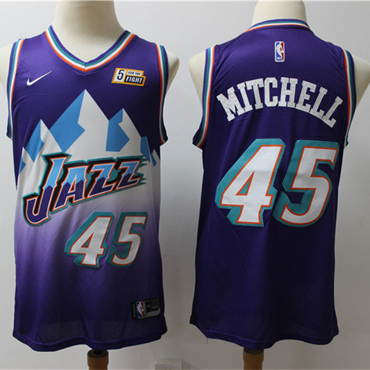 Mens Utah Jazz #45 Donovan Mitchell Purple Nike Stitched Hardwood Classics Swingman Jersey
