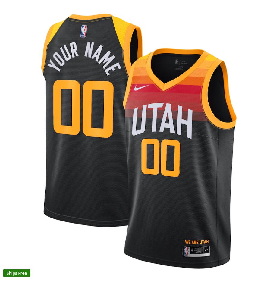 Mens Utah Jazz Custom Nike 2020-21 Black City Edition Swingman Jersey 