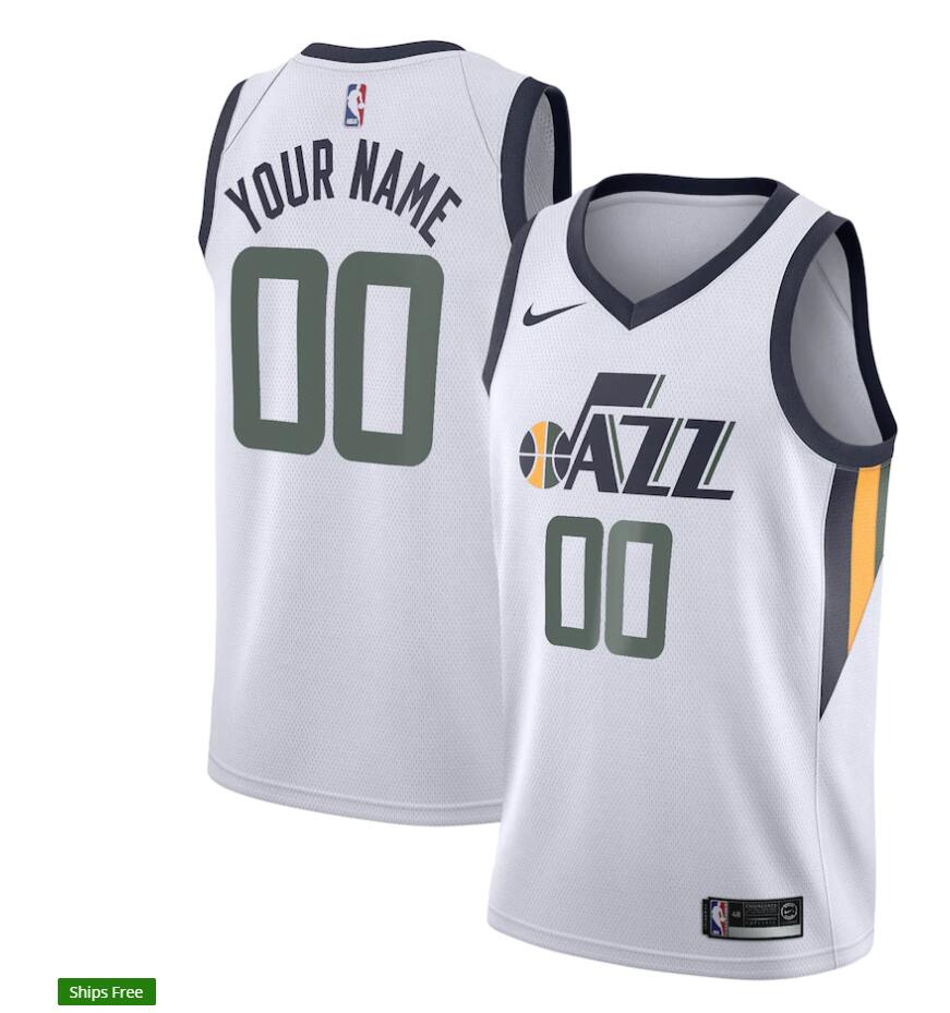 Mens Utah Jazz Custom Nike White Stitched NBA Association Edition Jersey