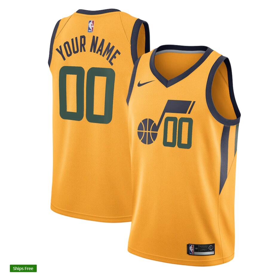 Mens Utah Jazz Custom Nike Gold NBA Statement Edition Jersey