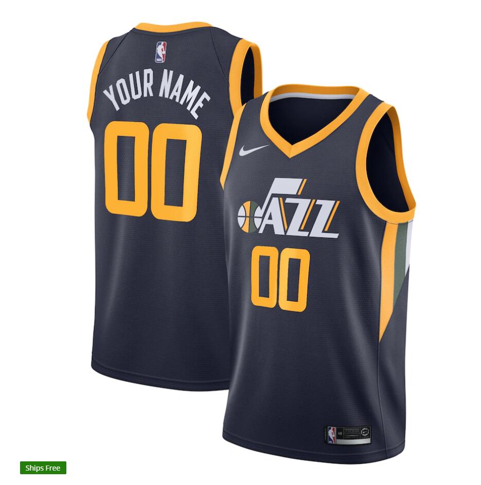Mens Utah Jazz Custom Nike Navy Icon Edition Jersey