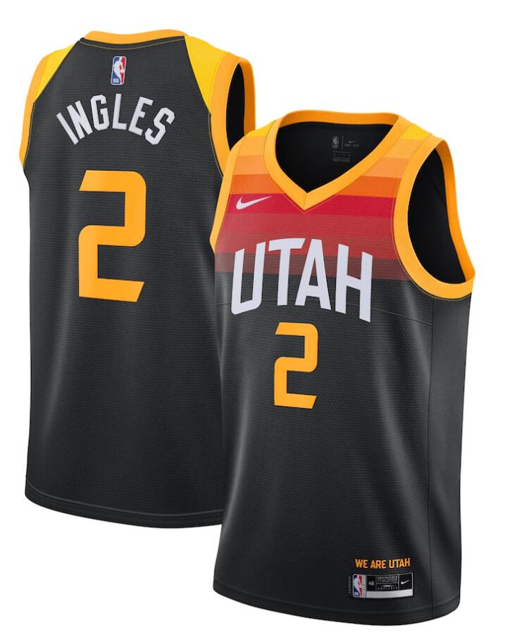 Mens Utah Jazz #2 Joe Ingles Nike 2020-21 Black City Edition Swingman Jersey