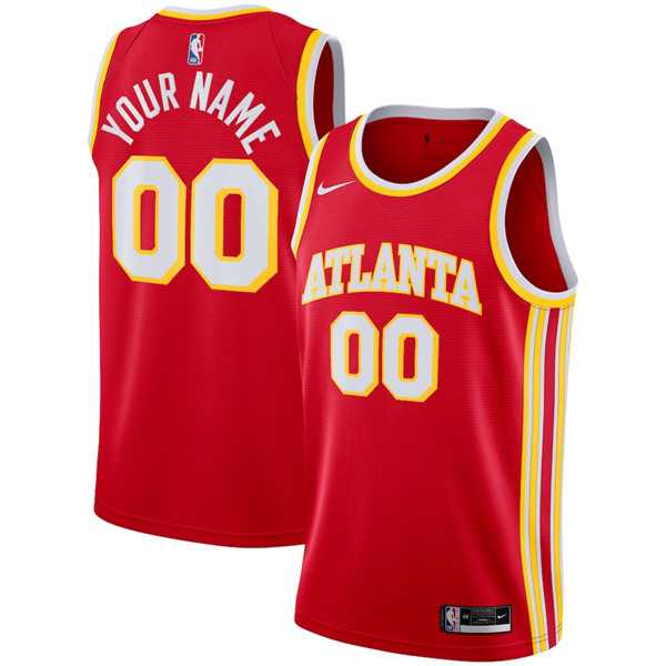 Mens Atlanta Hawks Custom Nike 2020-21  Icon Edition Red Swingman Jersey