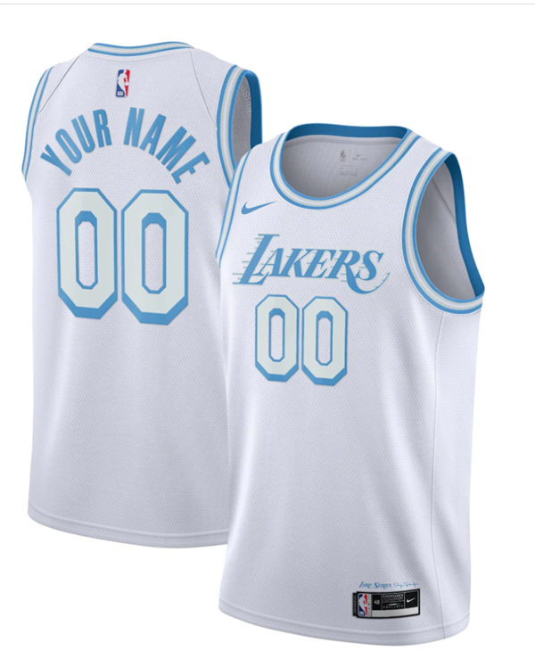 Mens Los Angeles Lakers Custom Nike White 2020-21 City Edition Jersey 