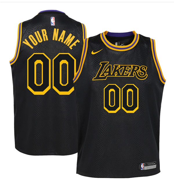 Mens Los Angeles Lakers Custom Nike Black Gold 2017-18 City Edition Jersey 