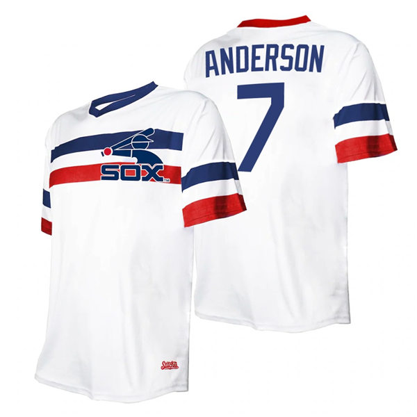Men's Chicago White Sox #7 Tim Anderson Stitches White Cooperstown Collection V-Neck Jersey