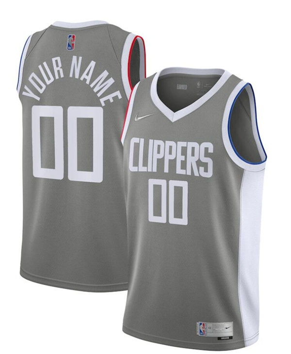 Mens LA Clippers Custom 2021 Grey Nike Earned Edwing Swingman Jersey
