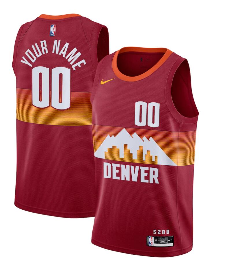 Mens Denver Nuggets Custom 2020-21 Red Nike City Edition Swingman Jersey
