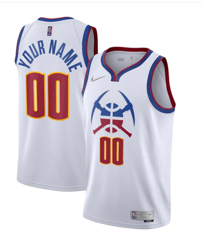 Mens Denver Nuggets Custom Nike White 2020-21 Earned Edition Swingman Jersey