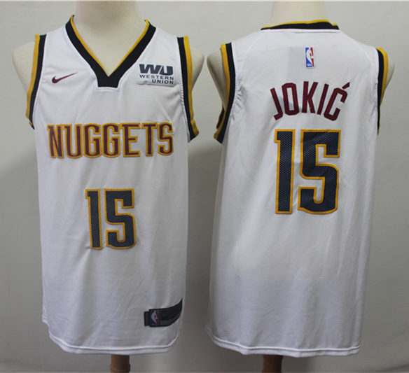 Mens Denver Nuggets #15 Nikola Jokic Nike White Association Edition Jersey