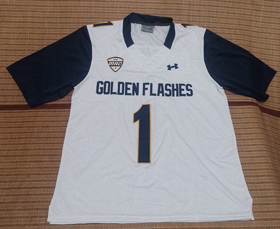 Men's Kent State Golden Flashes #1 Julian Edelman Under Armour White College football Game Jersey