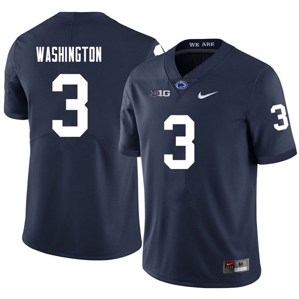 Men's Penn State Nittany Lions #3 Parker Washington Nike Navy with Name College Football Jersey 