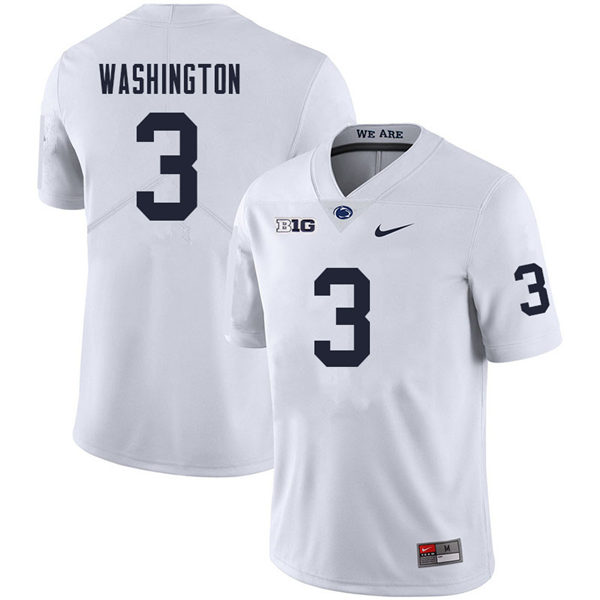 Men's Penn State Nittany Lions #3 Parker Washington Nike White with Name College Football Jersey 
