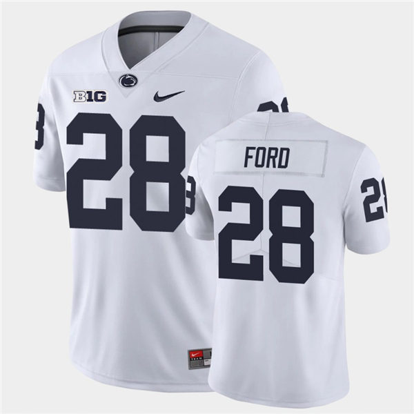 Men's Penn State Nittany Lions #28  Devyn Ford Nike White with Name College Football Jersey