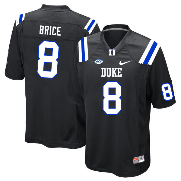 Mens Duke Blue Devils #8 Chase Brice  Nike Black College Football Game Jersey