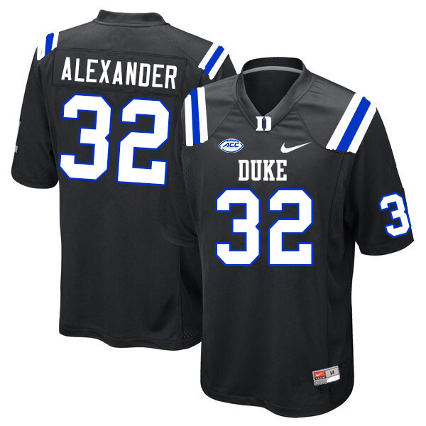 Mens Duke Blue Devils #32 Jalen Alexander Nike Black College Football Game Jersey