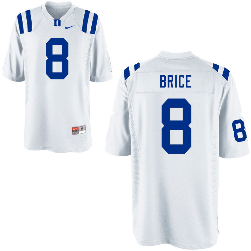 Mens Duke Blue Devils #8 Chase Brice Nike White College Stitched Football Jersey