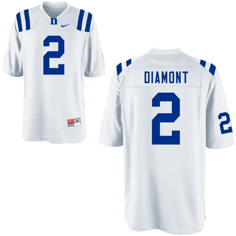 Mens Duke Blue Devils #2 Luca Diamont Nike White College Stitched Football Jersey 