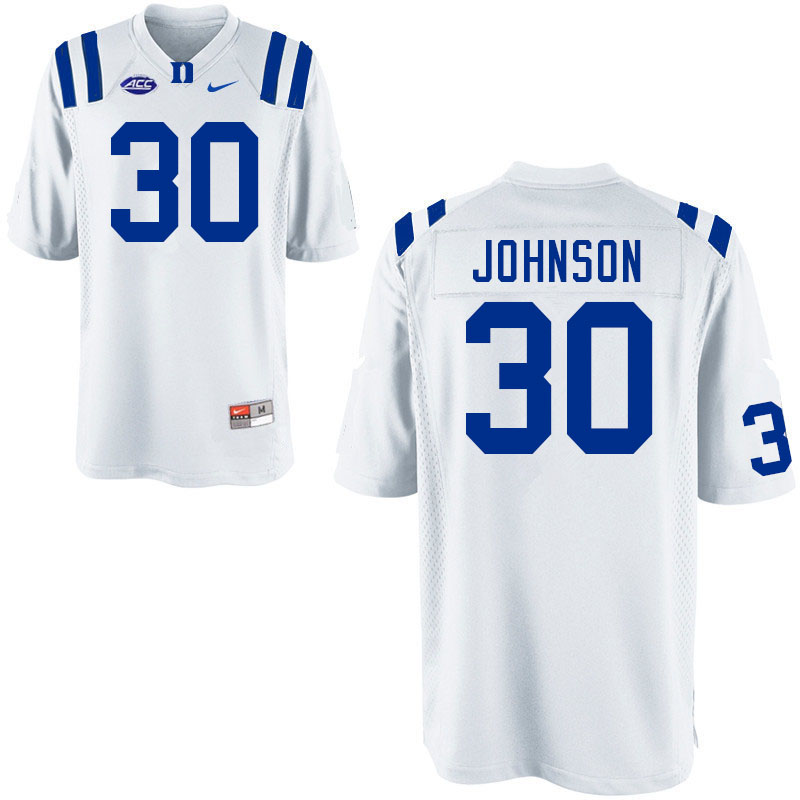 Mens Duke Blue Devils #30 Brandon Johnson Nike White College Stitched Football Jersey