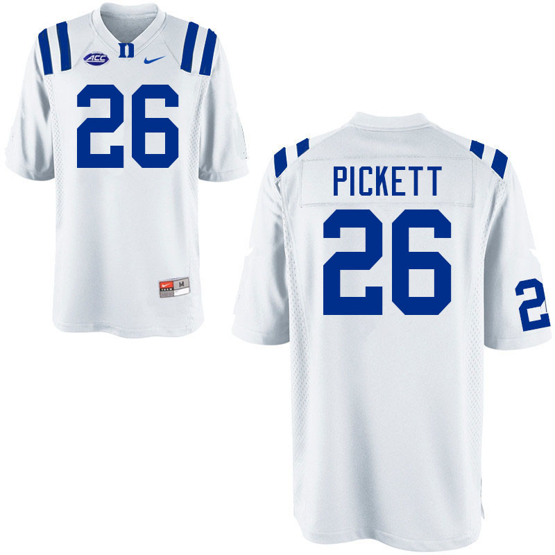 Mens Duke Blue Devils #26 Joshua Pickett Nike White College Stitched Football Jersey