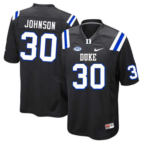 Mens Duke Blue Devils #30 Brandon Johnson Nike Black College Football Game Jersey