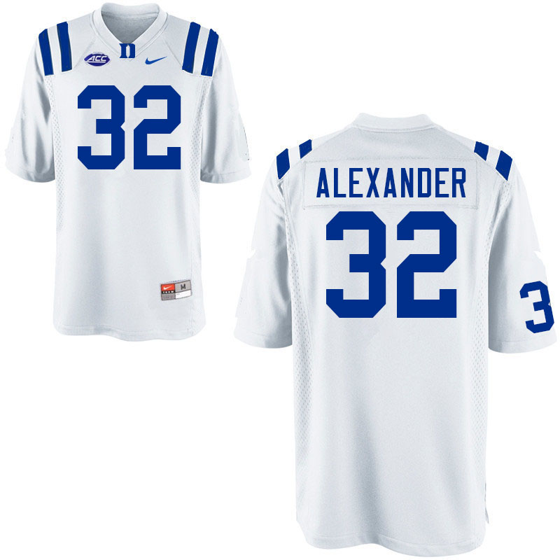 Mens Duke Blue Devils #32 Jalen Alexander Nike White College Stitched Football Jersey