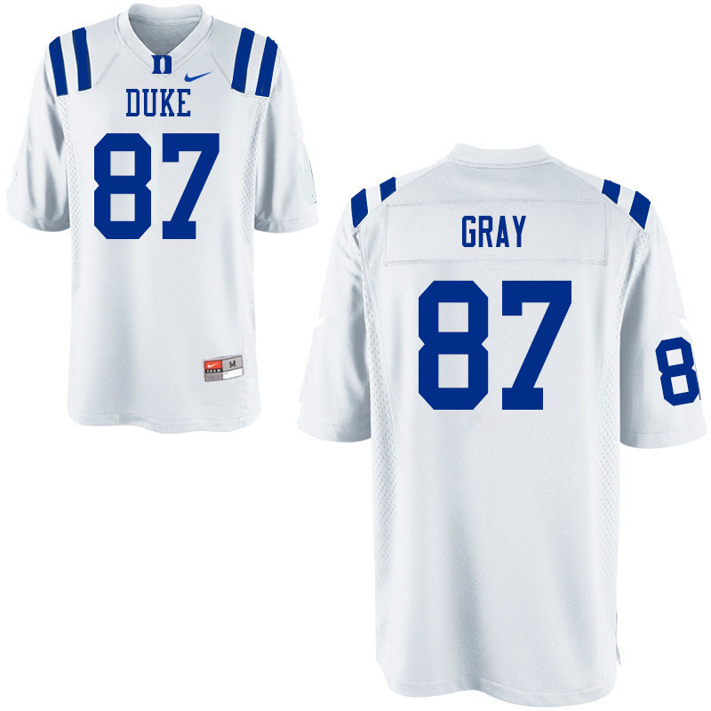 Mens Duke Blue Devils #87 Noah Gray Nike White College Stitched Football Jersey