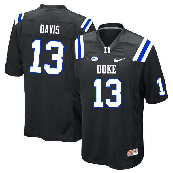Mens Duke Blue Devils #13 Tony Davis Nike Black College Football Game Jersey