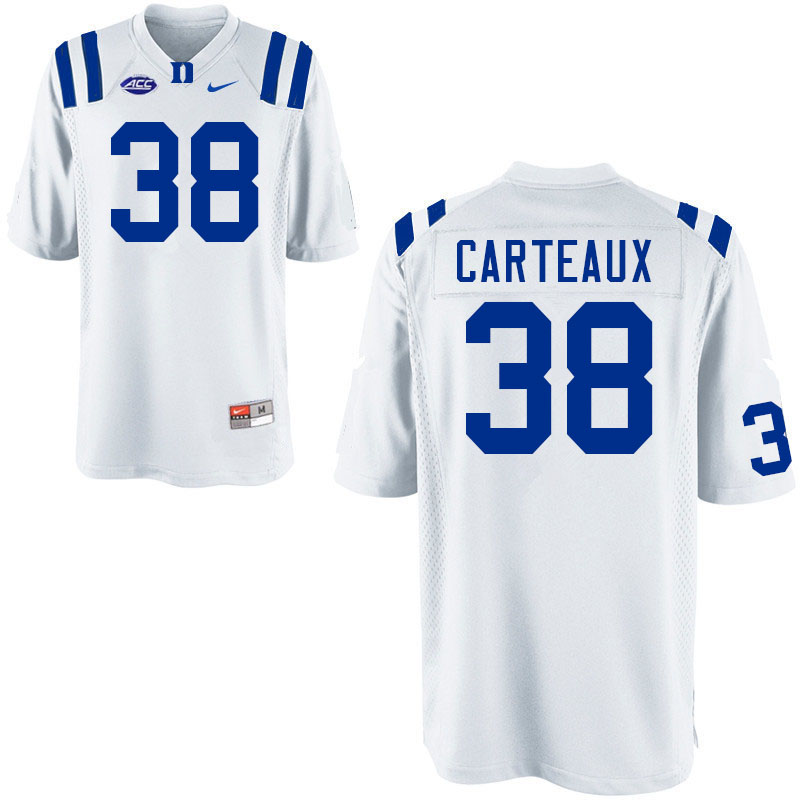 Mens Duke Blue Devils #38 Cole Carteaux Nike White College Stitched Football Jersey