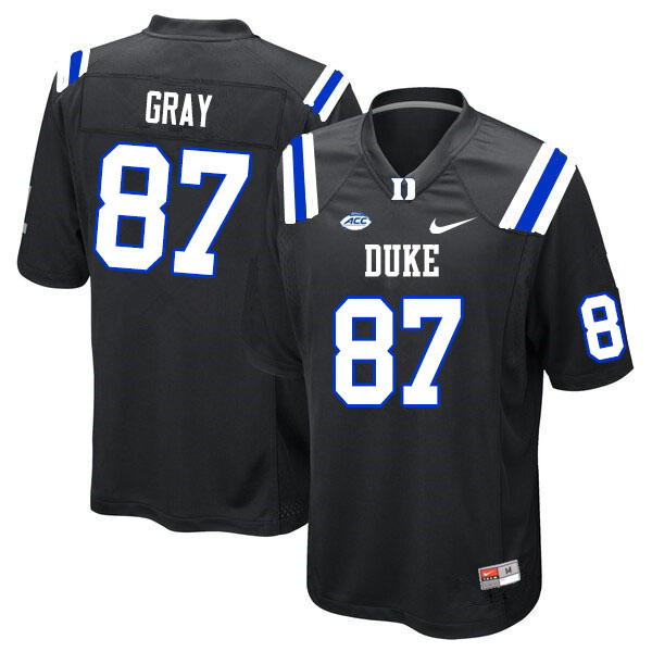 Mens Duke Blue Devils #87 Noah Gray Nike Black College Football Game Jersey