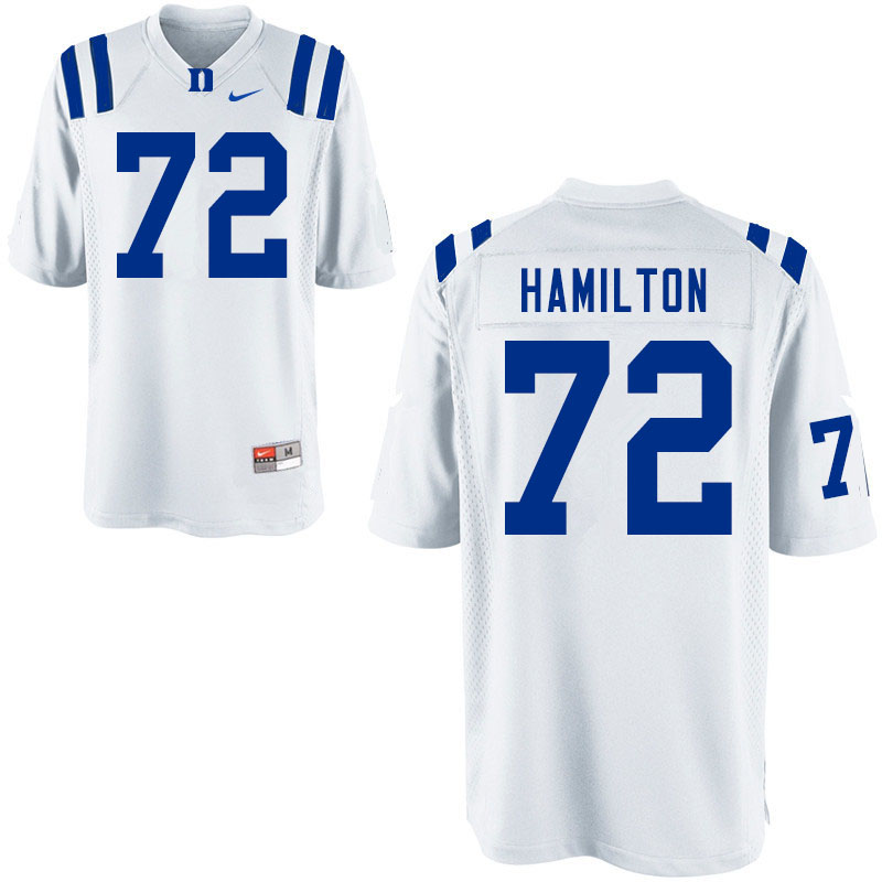 Mens Duke Blue Devils #72 Devery Hamilton Nike White College Stitched Football Jersey