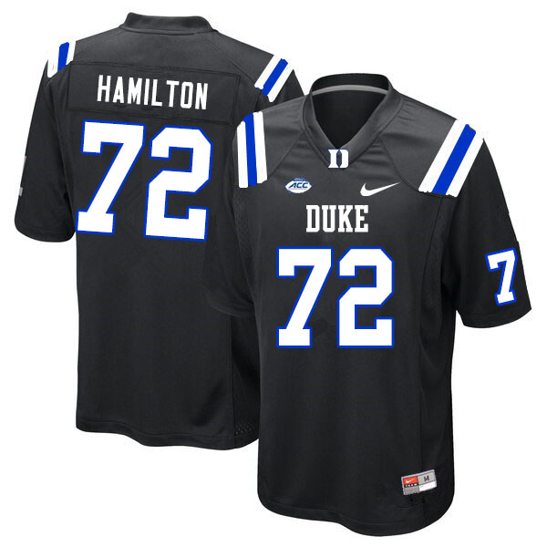 Mens Duke Blue Devils #72 Devery Hamilton  Nike Black College Football Game Jersey
