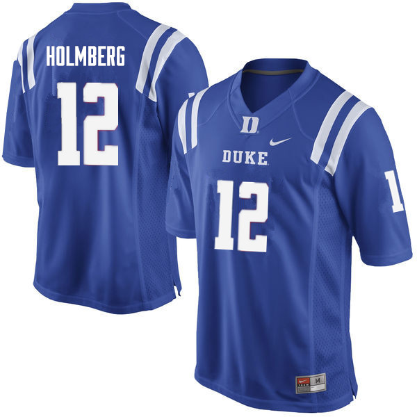 Mens Duke Blue Devils #12 Gunnar Holmberg Nike Royal College Football Jersey