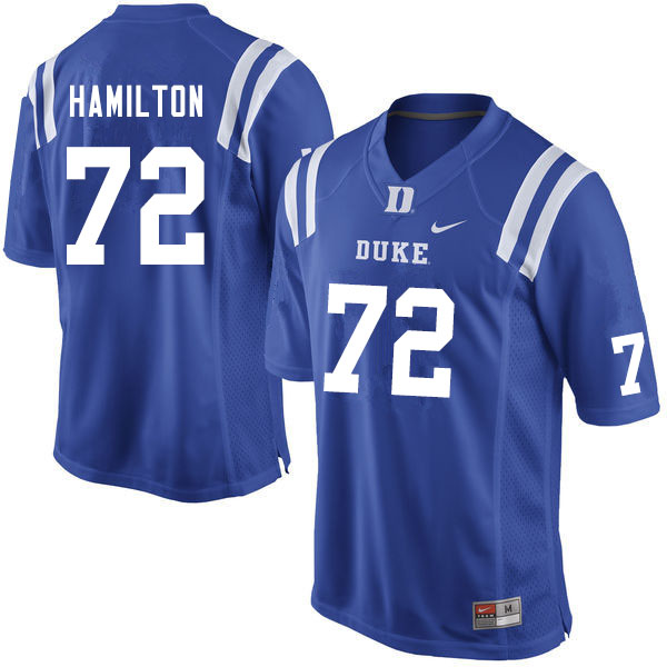 Mens Duke Blue Devils #72 Devery Hamilton Nike Royal College Football Jersey