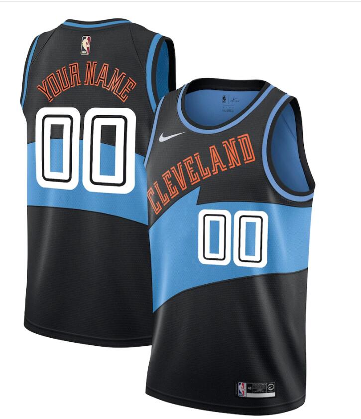 Mens Youth Cleveland Cavaliers Custom Nike Black Blue Hardwood Classics Swingman Jersey
