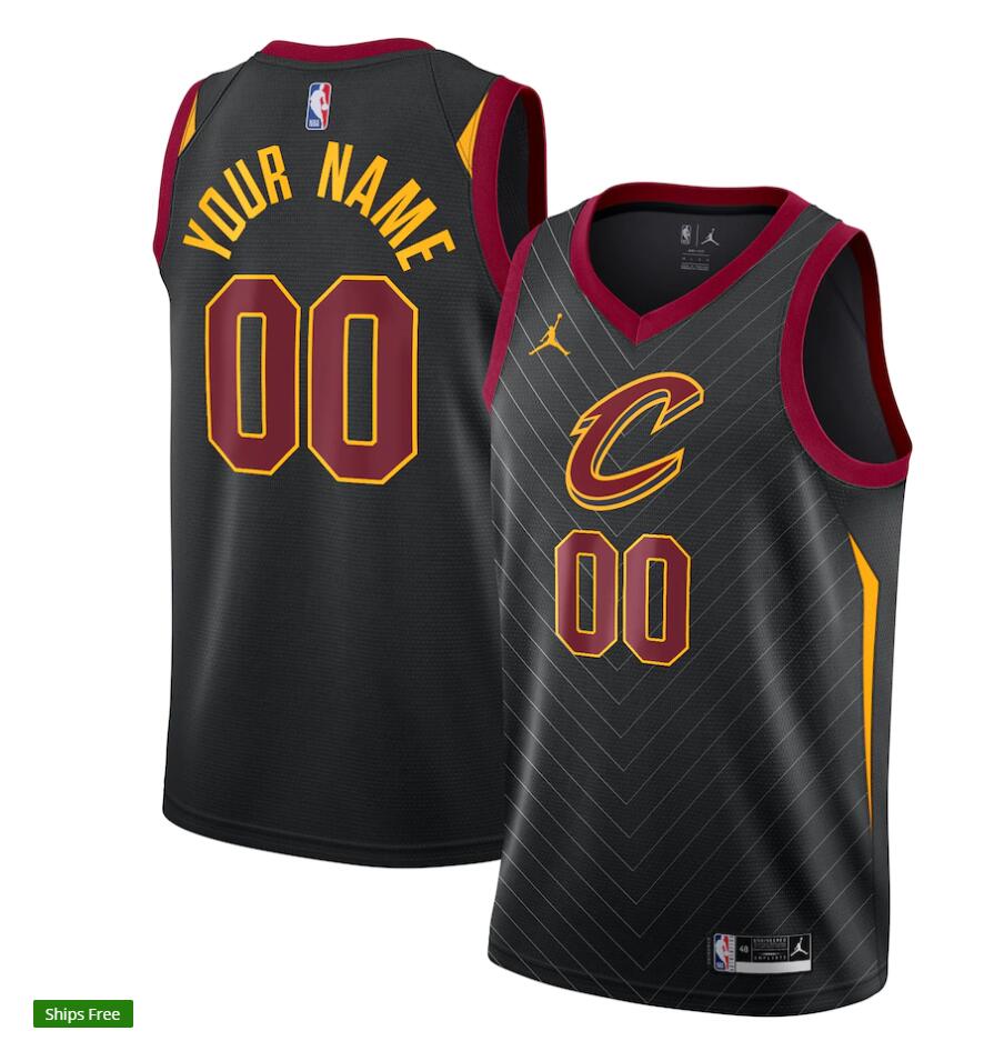 Men's Youth Cleveland Cavaliers Custom Jordan Brand Statement Edition Black Swingman Jersey 