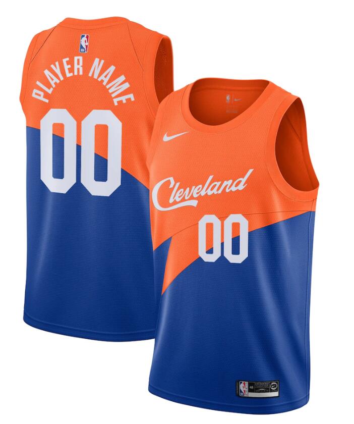 Mens Cleveland Cavaliers Custom Nike Orange Blue 2018-19 City Edition Swingman Jersey