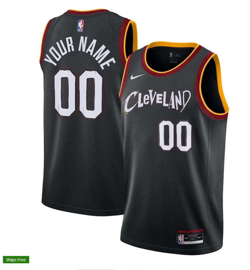 Mens Cleveland Cavaliers Custom Nike Black 2020-21 City Edition Swingman Jersey 