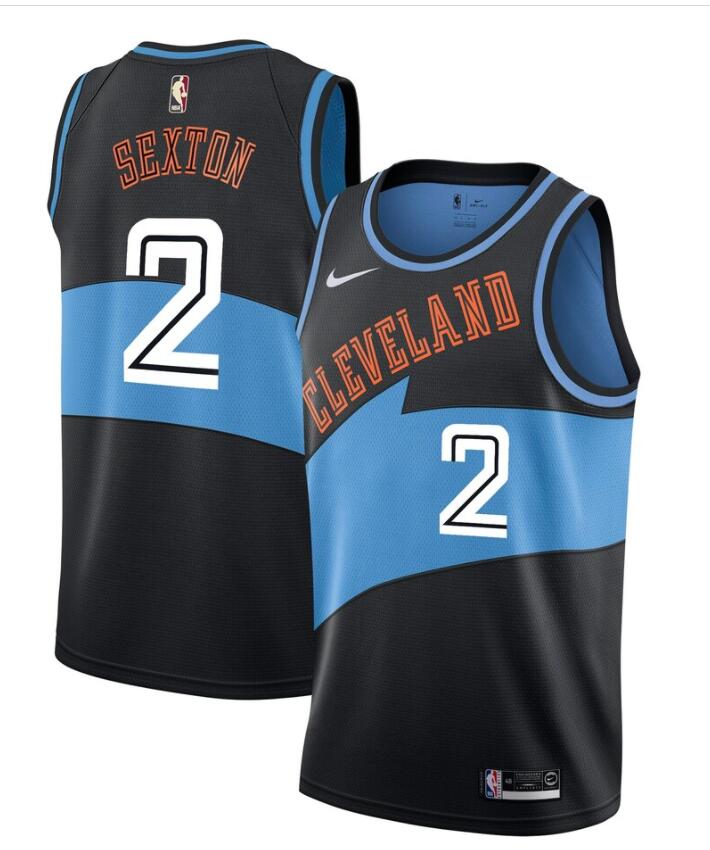 Mens Cleveland Cavaliers #2 Collin Sexton Nike Black Blue Hardwood Classics Swingman Jersey