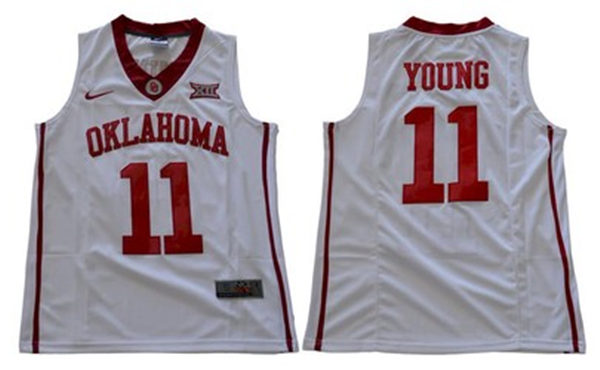 Mens Oklahoma Sooners #11 Trae Young Stitched Nike White College basketball Jersey