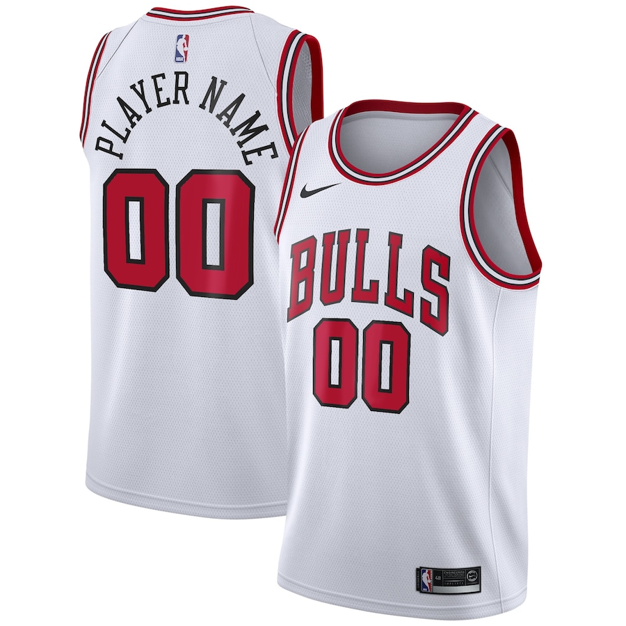 Mens Chicago Bulls Custom Nike White Association Swingman NBA Jersey