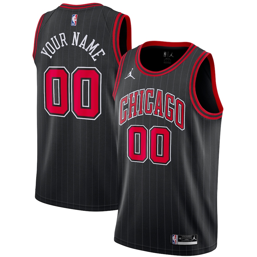 Mens Chicago Bulls Custom Jordan Black Pinstripe Statement Edition Jersey