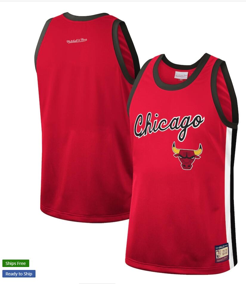 Mens Chicago Bulls Custom Mitchell & Ness Hardwood Classics Red Team Heritage Fashion Jersey