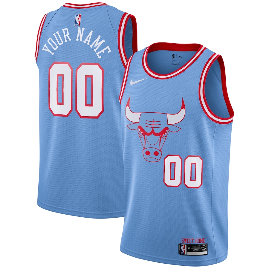 Mens Chicago Bulls Custom 2019-20 Blue City Edition Swingman Jersey