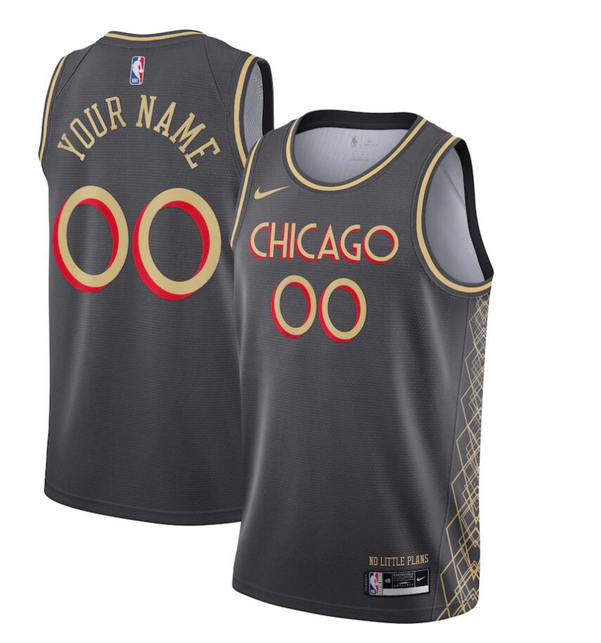 Mens Chicago Bulls Custom 2020-21 Grey Nike City Edition Swingman Jersey