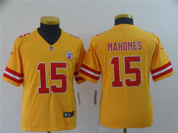 Youth Kansas City Chiefs #15 Patrick Mahomes Stitched Nike Gold Inverted Legend Jersey